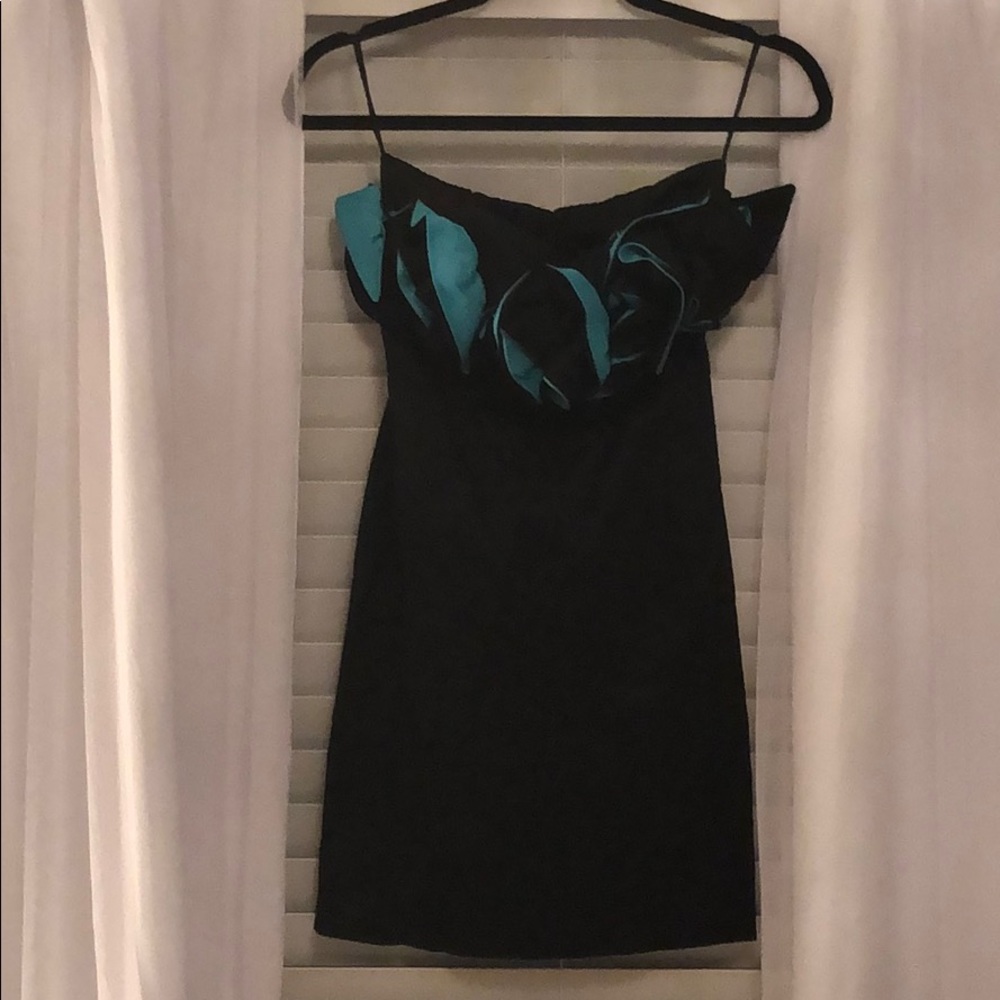 Black and Blue ruffle cocktail dress